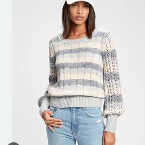 Gap Sweater Striped Blue and Cream Women's